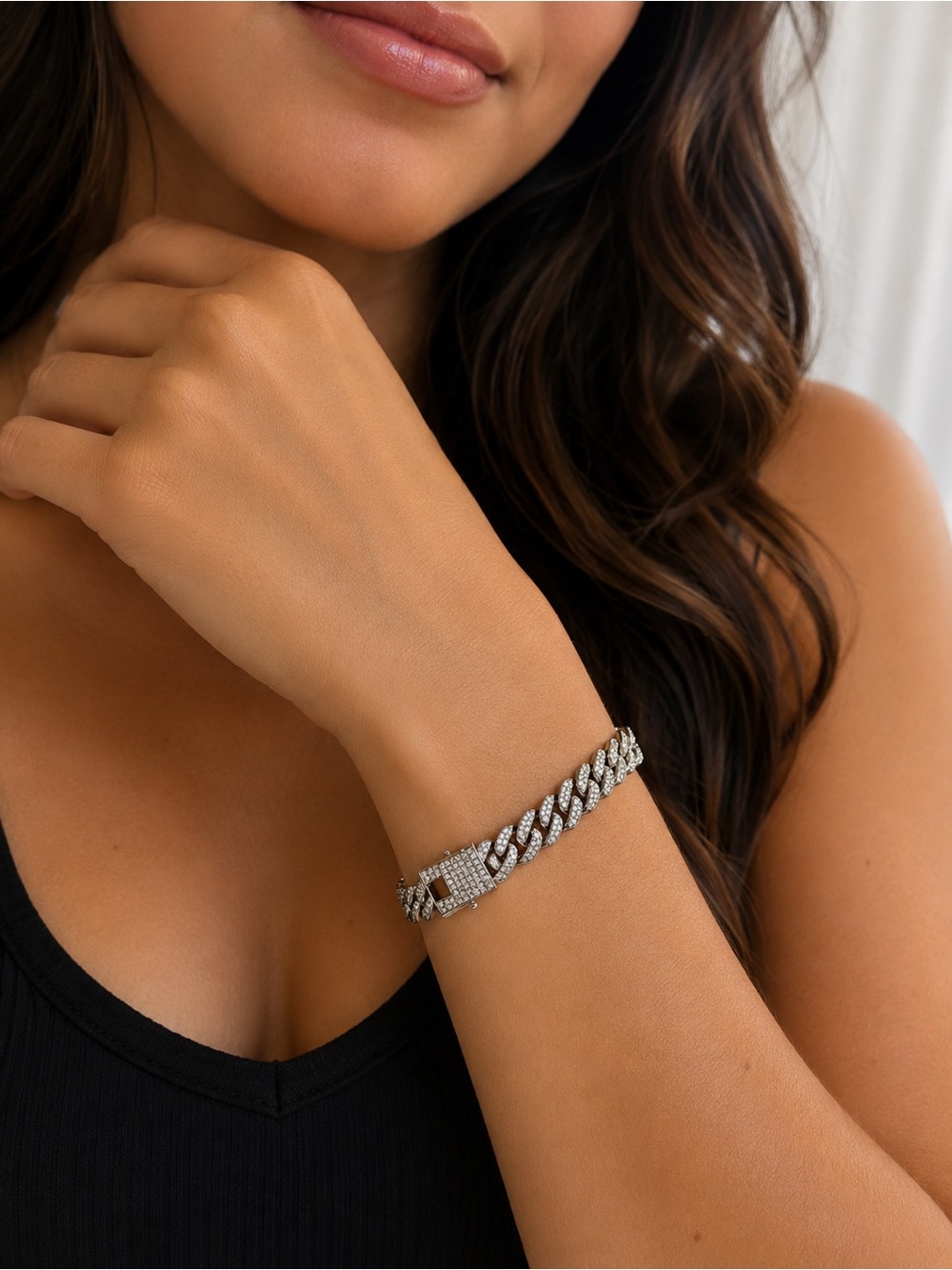 Cuban Link Silver Bracelet - Sparkling Silver